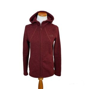 The North Face Crescent‎ Full Zip Fleece Red Hooded Jacket Women’s Sz Small